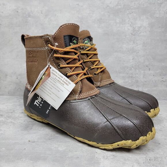 New Red Head Brown Leather Rubber  Lace Duck Boots Mens Size‎ 10 Flannel Lined - Picture 1 of 12